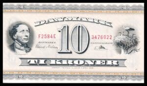 Danmark 10 Kroners seddel Kvalitet 0