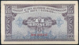 Danmark 10 Kr Den Allierede Overkommando Kvalitet 1+