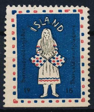 Island Julemærke 1916 Ustemplet