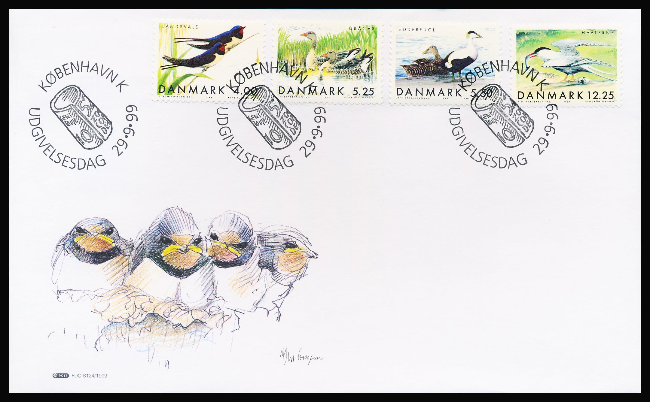 Danmark FDC AFA 1222-1225