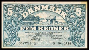 Danmark 5 Kroner 1933 Kvalitet 1- B6043718