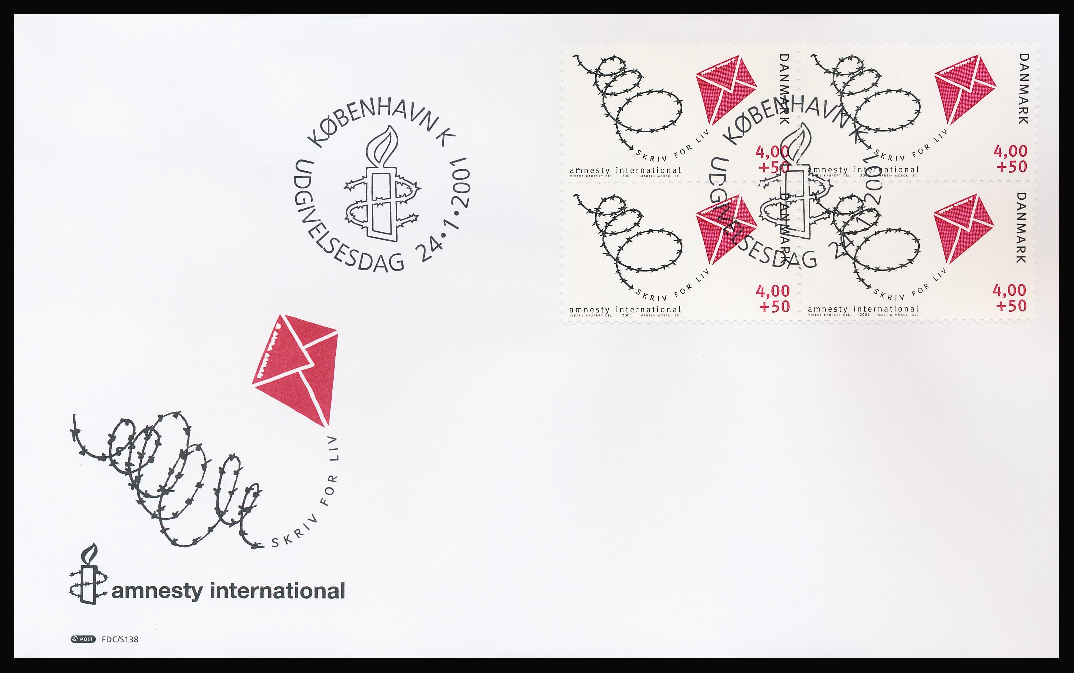 Danmark FDC AFA 1275 4-Blok