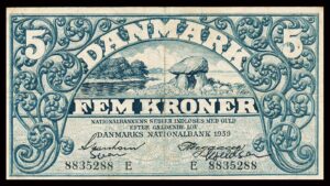 Danmark 5 Kroner 1939 Kvalitet 1- E8835288