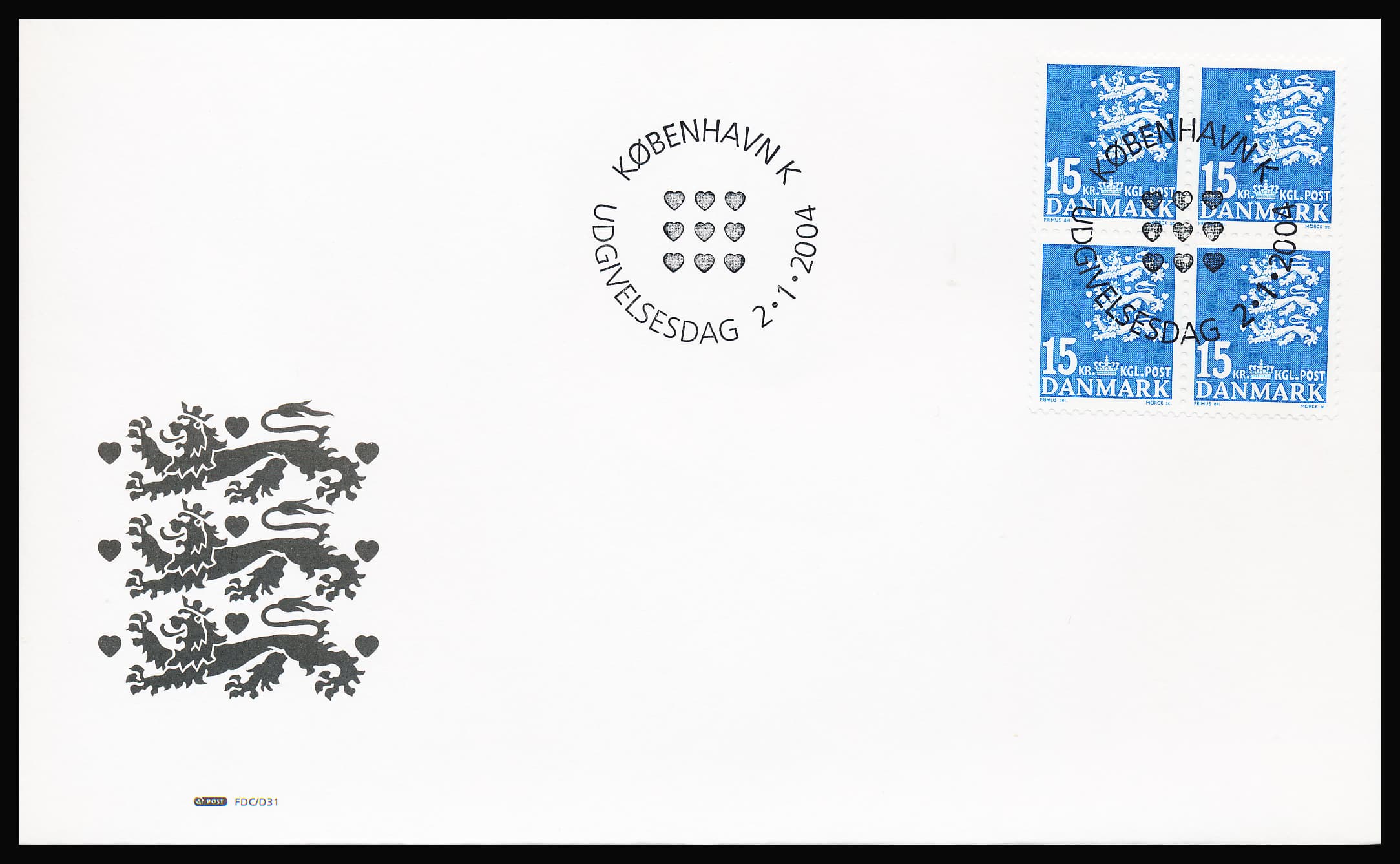 Danmark FDC AFA 1375-1377 4-Blok