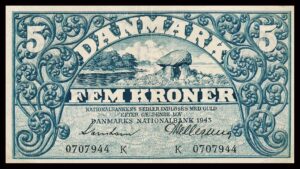 Danmark 5 Kroner 1943 Kvalitet 1+ K0707944