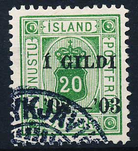 Island Tjenestemærke AFA 15B Stemplet