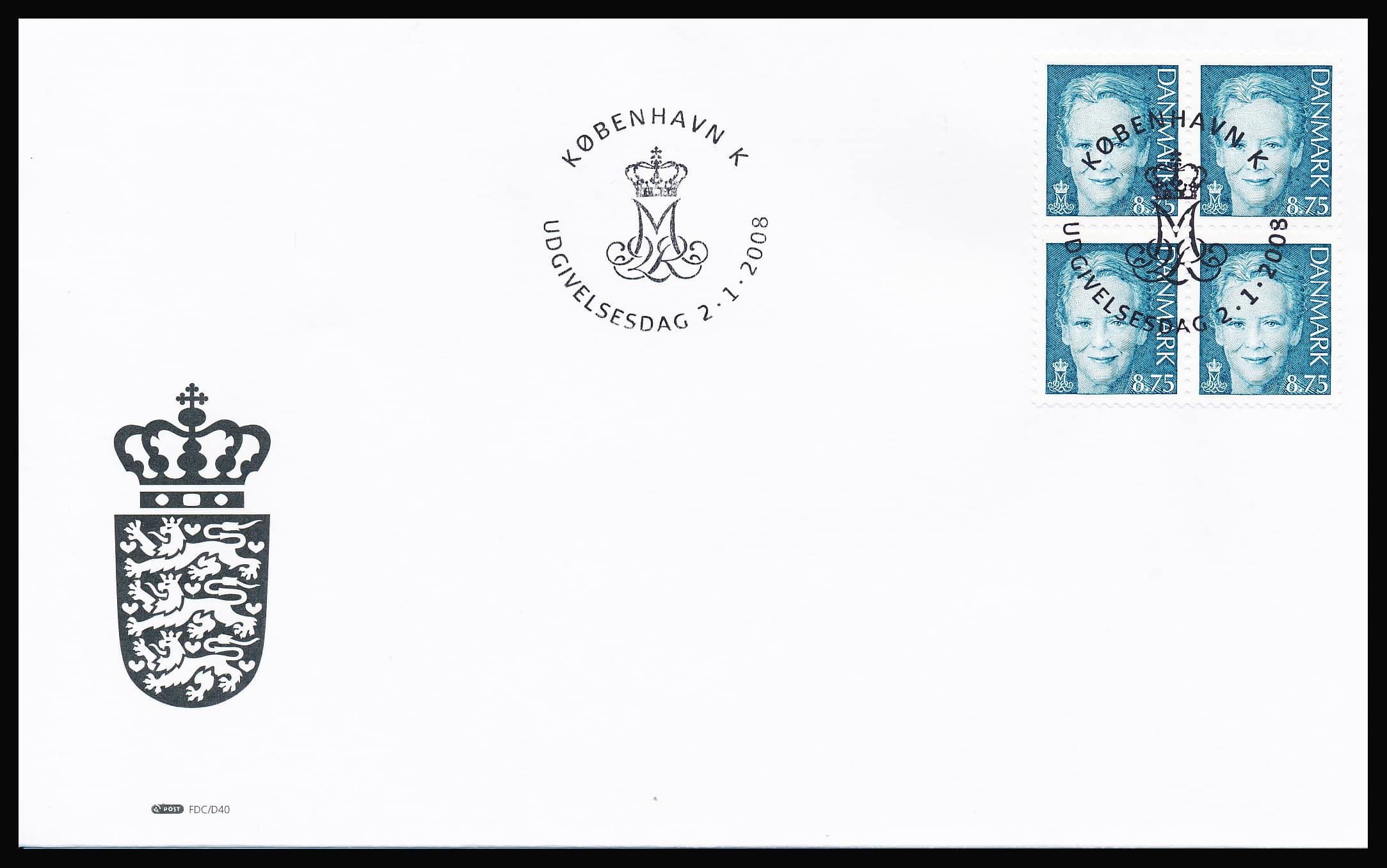 Danmark FDC AFA 1522-1525 4-Blok