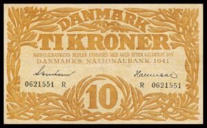 Danmark 10 Kroners 1941 Kvalitet 1+ R 0621551