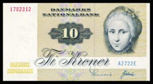 Danmark 10 Kroners seddel 1972 Kvalitet 0