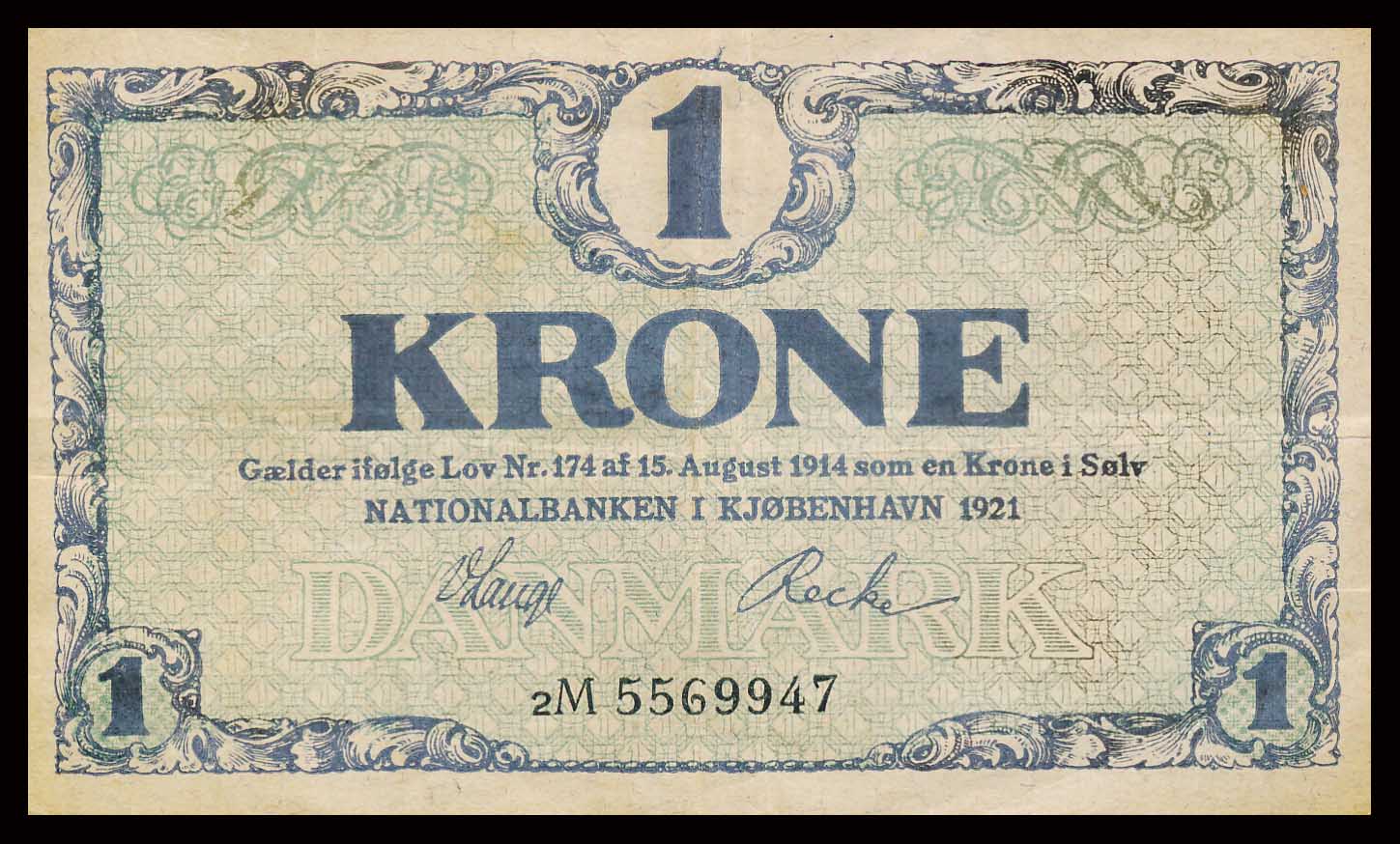 Danmark 1 Kroners 1921 Kvalitet 1+ 2M 5569947