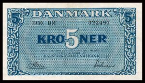 Danmark 5 Kroners 1950 Kvalitet 0-01 DM 323497