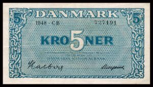 Danmark 5 Kroners 1948 Kvalitet 1 CB 727491