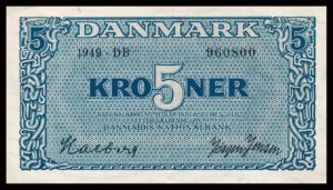 Danmark 5 Kroners 1949 Kvalitet 01 DB 960800