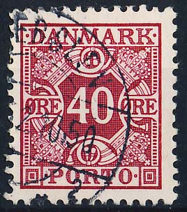 Danmark Portomærke AFA 38 Stemplet