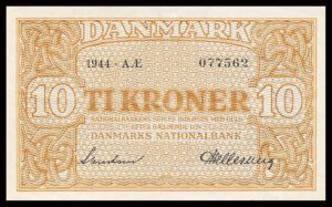 Danmark 10 Kroners 1944 Kvalitet 1+ AÆ 077562