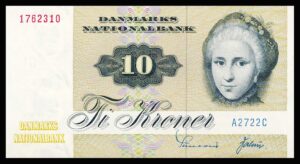 Danmark 10 Kroners seddel 1972 Kvalitet 0