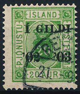 Island Tjenestemærke AFA 15 Stemplet