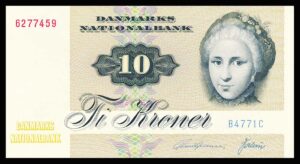 Danmark 10 Kroners seddel 1977 Kvalitet 0