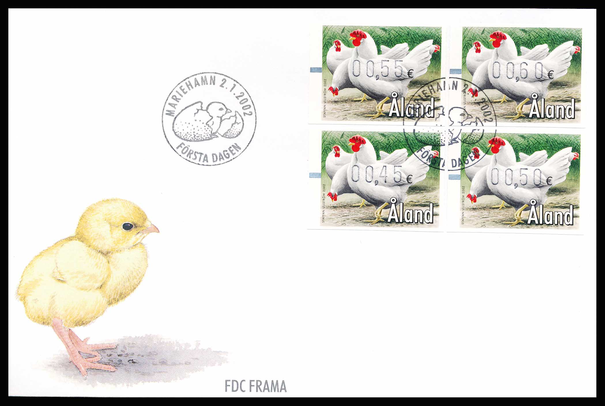 Åland FDC Frankeringsmærker 2002