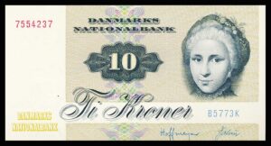 Danmark 10 Kroners seddel 1977 Kvalitet 0