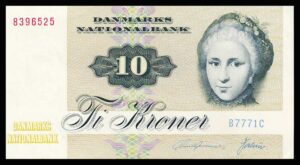 Danmark 10 Kroners seddel 1977 Kvalitet 0