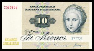 Danmark 10 Kroners seddel 1977 Kvalitet 0