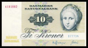 Danmark 10 Kroners seddel 1977 Kvalitet 0