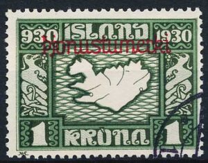 Island Tjenestemærke AFA 55 Stemplet