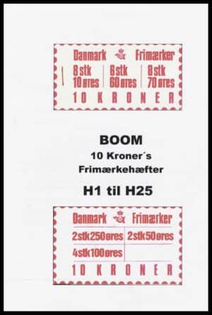 10 Kroners Frimærkehæfter H1-H25 - Boom - ANTIKVARISK