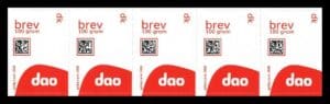 DAO Brevmærke - 100 gram - Danmark - 5 stk.