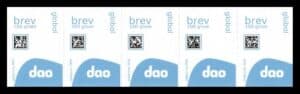 DAO Brevmærke - 100 gram - Udland - 5 stk.