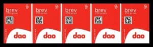 DAO Brevmærke - 250 gram - Danmark - 5 stk.