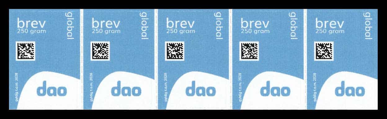 DAO Brevmærke - 250 gram - Udland - 5 stk
