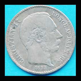Dansk Vestindien Christian IX 1878 Kvalitet 1+