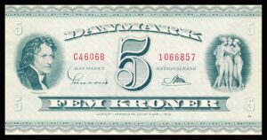 Danmark 5 Kroners seddel Kvalitet 0